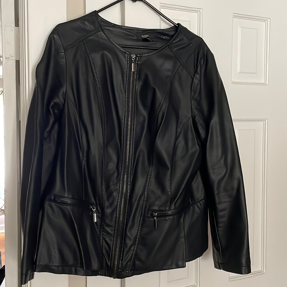 Faux leather peplum style jacket